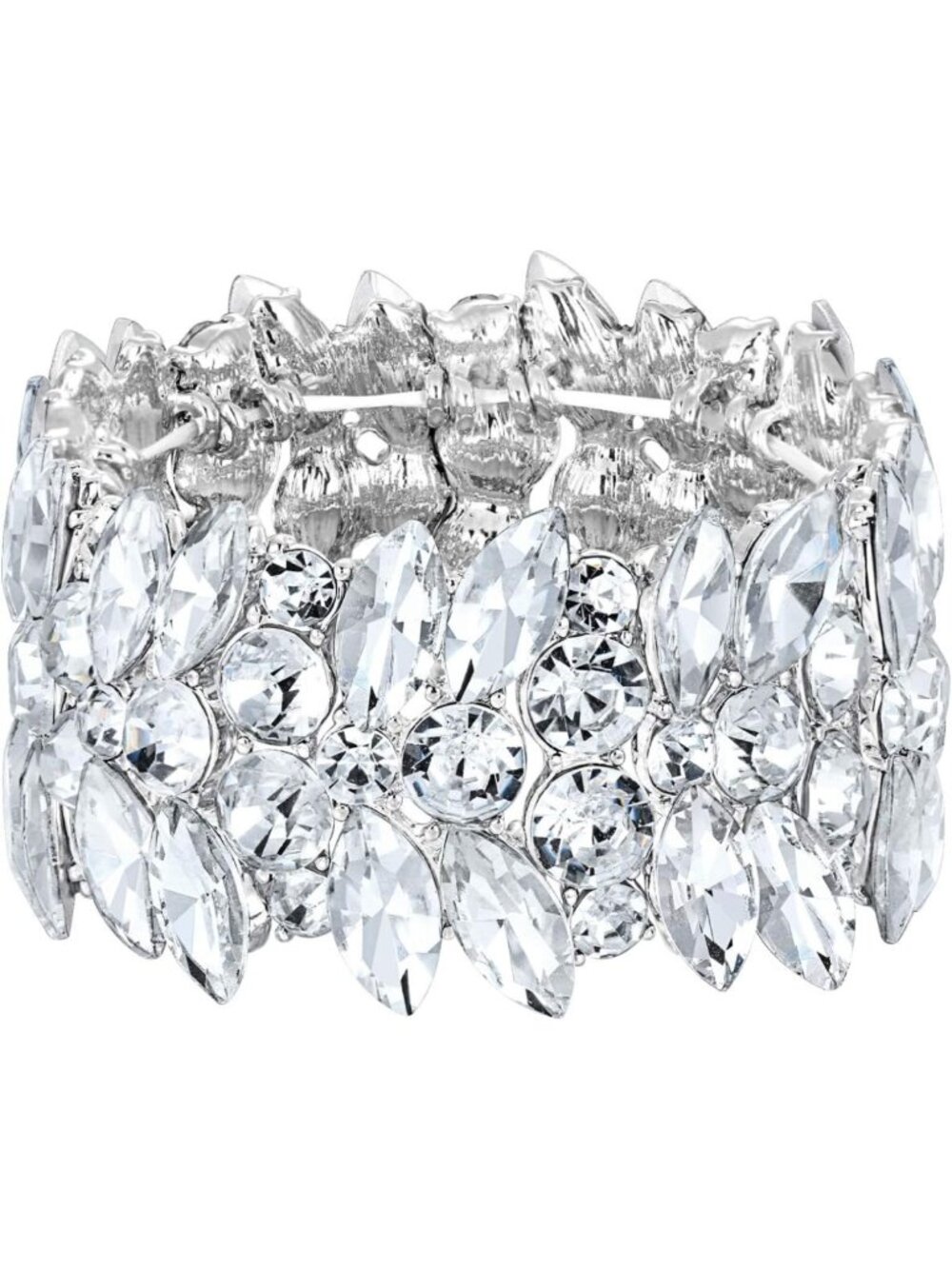 Elegant Marquise Crystal Art Deco Stretch Bracelet for Weddings & Prom - Perfect